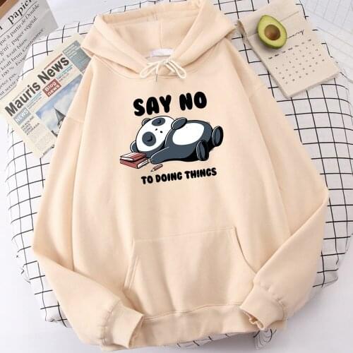 Say No To Doing Things Lazy Panda Print Print Sweatshirt Woman Casual Warm Hooded Loose Fleece Hoodies Fashion S-Xxl Clothes Men