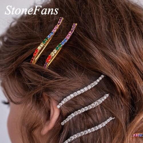 Stonefans Ins Fashion Water Wave Rhinestone Hair Clip for Women Colorful Crystal Hair Barrettes Jewelry Accessories 2pcs/set