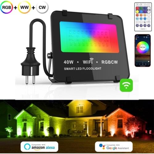 Tuya Spotlight IP66 Smart Floodlights Led Garden Stage WiFi Smart APP RGB Color Warm Cool light Work Alexa Google 30W 50W 100W
