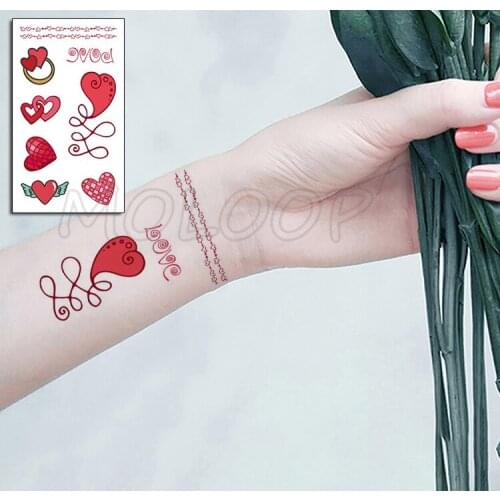 Temporary Tattoo Sticker Love Heart Element Ring Pattern Body Makeup Waterproof Fake Tatoo for Kids Women Girl