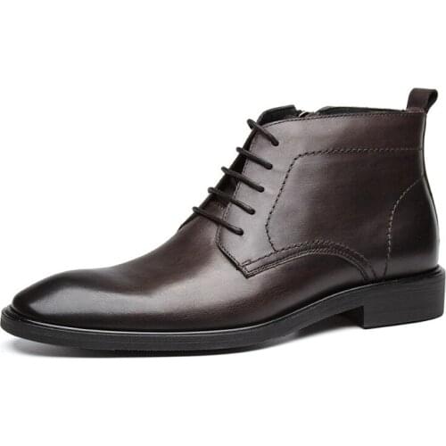 High-top Fashion genuine leather classics ankle men boots winter chelsea boots mens shoes pointed toe Martin boots