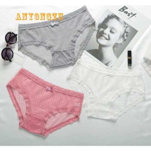 Ladies Lace Love Side Sexy Sweet Girl Underpants Thin Mid-rise Comfortably Breathable Panties Women 6pcs/lot