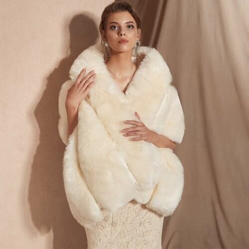 2019 In Stork Women Bolero Bridal Shawl Faux Fur Wrap Bolero Wedding Cape Bridal Shawl Fur Cape Winter Ivory Bridal Cloak Bolero