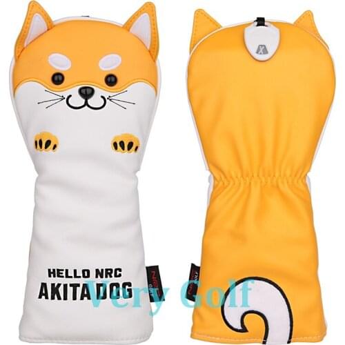 1pc Yellow Akita Dog Golf Club Fairway Wood Head Cover 3 5 Wood Cover with Number Tag
