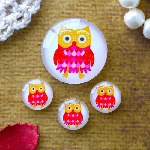 12mm 25mm 14mm 16mm 18mm 20mm Photo Glass Cabochons Round Cameo Set Handmade Settings Owl 15