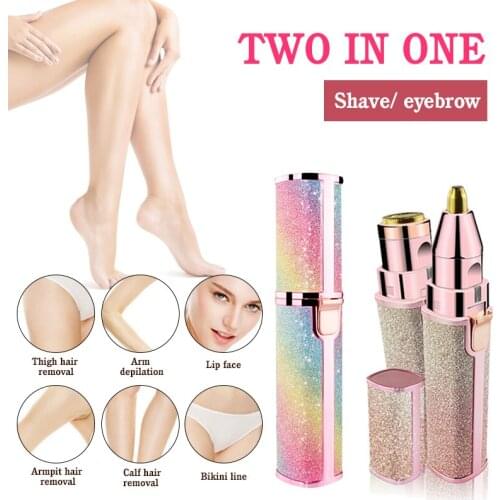 2 IN 1 Electric Eyebrow Epilator Starry Sky Trimmer Eyebrow Body Facial Lipstick Shape Painless Hair Removal Shaver Maquiagem