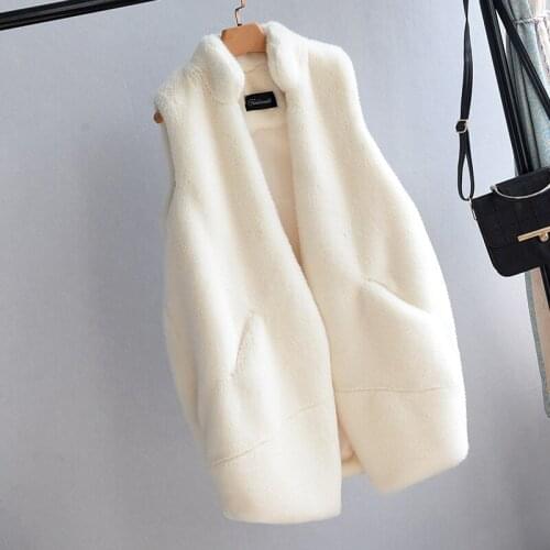 2018 New Winter Fur Waistcoat For Women Sleeveless Vest Coat With Pockets Stand Collar Long Faux Fox Fur Outerwear