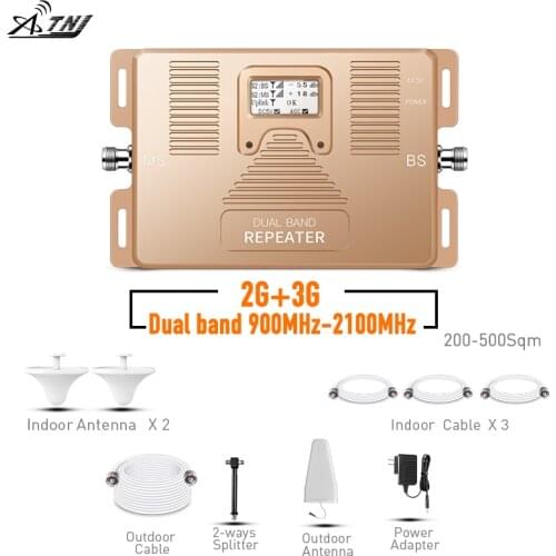 2021 HOT LCD Display 3G WCDMA 2G 2100MHz GSM 900Mhz Dual Band Cell phone Amplifier GSM 2g 3g UMTS Signal Repeater booster