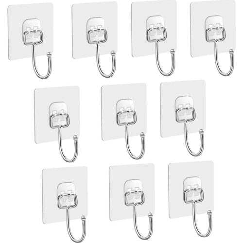 5/10pcs Non-perforated Non-marking Large Sticky Hook Set Bathroom Kitchen Door Rear Suction Cup Wall Hanging Strong Wall Hook