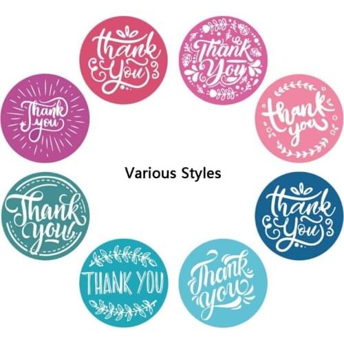 500pcs/roll 8 Styles Thank You Stickers Tags Handmade Scrapbooking Packaging Seal Labels Stationery