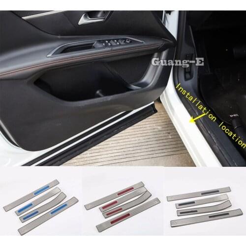 Car Stainless Steel Pedal Door Sill Scuff Plate Exterior Threshold 4pcs For Peugeot 3008 GT 3008GT 2016 2017 2018 2019 2020