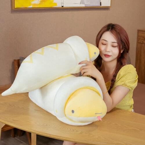 65/80cm White Baby Snake Doll Exuvial Animal Soft Down Cotton Stuffed Plush Toy Boys Girls Children Present