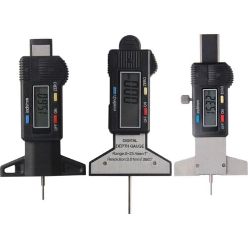 0-25mm/0-25.4mm/0.01mm Digital Depth Gauge LCD Display Wheel Tread Depth Gauge Micrometer Caliper Measure Tools