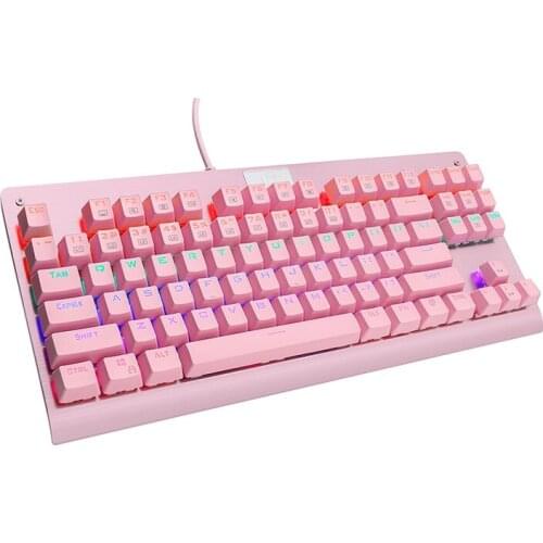 Z77 Eagle Tenkeyless Gaming Keyboard Mechanical Outemu Switch LED Backlighting 87 Key Aluminum Keyboard for Gamer Typist PC Pink