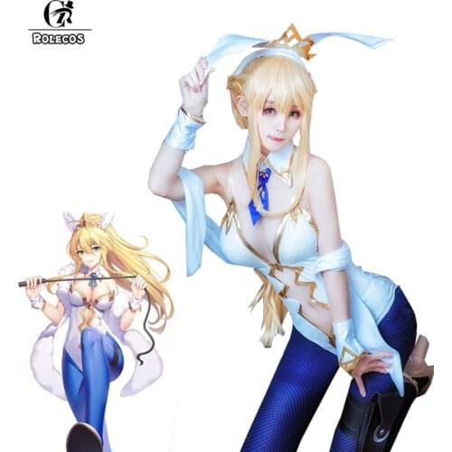 ROLECOS Fate Arutoria Pendoragon Cosplay Costume Jumpsuit FGO Saber Women Sexy Bunny Girl Costume FGO Cosplay