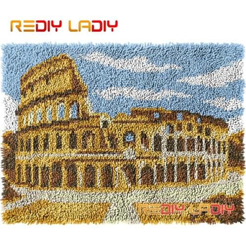 Latch Hook Rug Rome Italy DIY Carpet Rug Kits Thick Yarn Cross Stitch Hand Knotted Lush Floor Mat Crocheted Warm Cushion Crafts