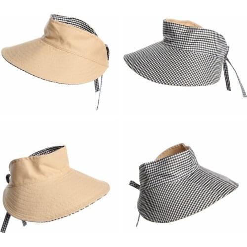 VISOR-Visor cap for women Double sides Pure color cotton VISOR-Visor cap Spring summer work Outing Ventilate Adjustable Bucket H