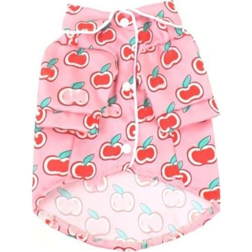 Cute Dog Clothes Summer For Girls Pink Apple Print Shirt For ChihuahuaPuppy Cat Cloths B1304