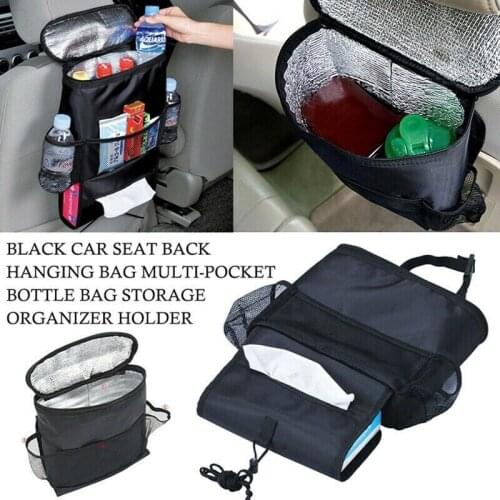 Multifunction Car Seat Back Multi-Pocket Organizer Storage Bag Car Hanging Bag Auto Car Storage Tissue Box Black Stowing Tidying