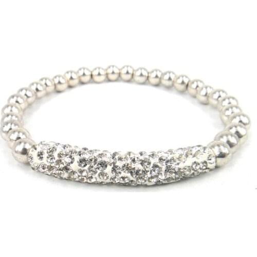MOODPC Free drop shipping fashion 6mm metal ball with crystal pipe charm bracelet