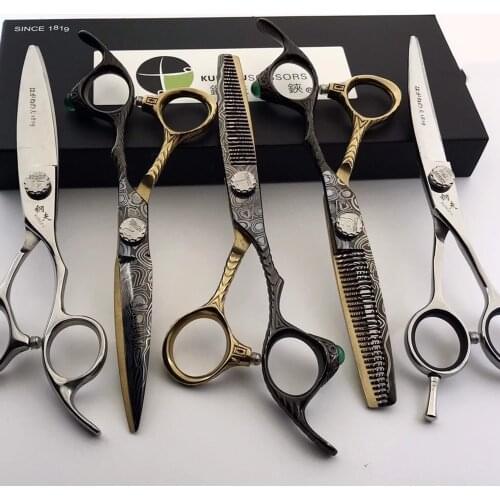 6 inch Japan440c Steel Professional Barber Scissors Hair Design Tool Barber Scissors Hairstylist Hairdressing Scissors Set