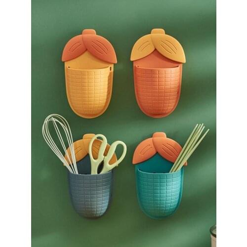Corn Shaped Wall-mounted Storage Box Rack Bathroom Toothpaste Toothbrush Holder Drain Rack Wall Sundries Sorting Box Barrel