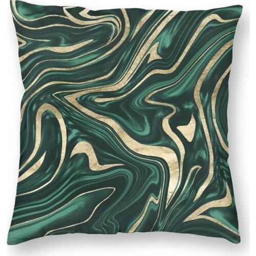 Personalized Emerald Green Black Gold Marble Square Throw Pillow Cover Decoration 3D Two Side Printed Cushion Cover for Car