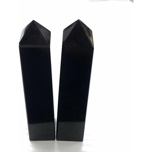 Wholesale natural black quartz tower obsidian wand points emstone crystals healing stones for Home Decoration