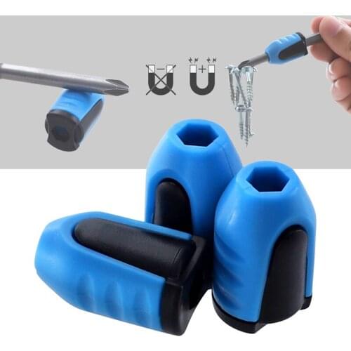 Screwdriver Bit Magnetic Ring 1/4'' Shank Screw Driver Plastic 2 in 1 Strong Magnetizer Demagnetizer for Electric Screw Bit