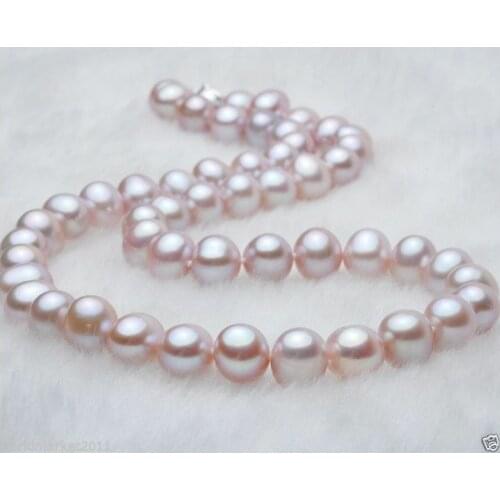 Fahion Hot 9-10MM Purple Nearly Circle Natural Freshwater Pearl Necklace 18” 36"
