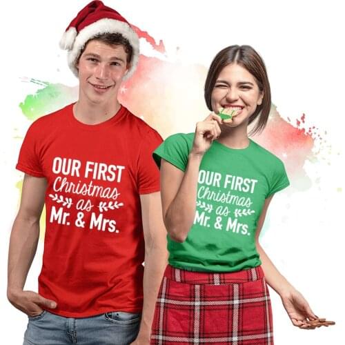 Christmas Shirts Couples First Christmas Married Matching Christmas Shirts Our 1st Christmas As Mr & Mrs Shirt Funny Couple Tee