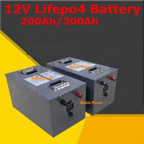 Rechargeable lithium 12V 200Ah 300Ah LiFepo4 battery 4S BMS for solar energy outdoor power supply Caravans campers+20A charger