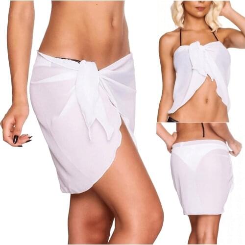 Sexy Women Beach Bikini Skirt Solid Color Lace-up Mini Skirt Female Bikini Bottom Cover Up Sarong Wrap Pareo Skirt Swimsuit 2021