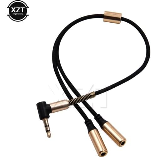 1PCS 3.5mm 1 To 2 Dual Y Audio Headset Jack Splitter Share Cable Adapter Golden Connector Earpiece for Earphone Headphone