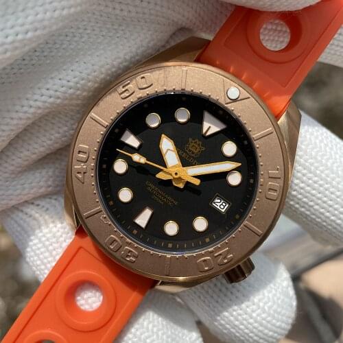 STEELDIVE Bronze Mens Diver Watch 200m Waterproof Blue Luminous Mechanical Watch Sapphire Crystal NH35 Automatic Watches Men