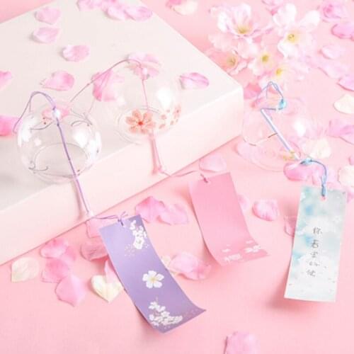 Japanese sakura Style Glass Wind Chime Cherry Blossom Wind Hanging Bells Doorbell Cute Girl Room Pendant Home Decoration L8