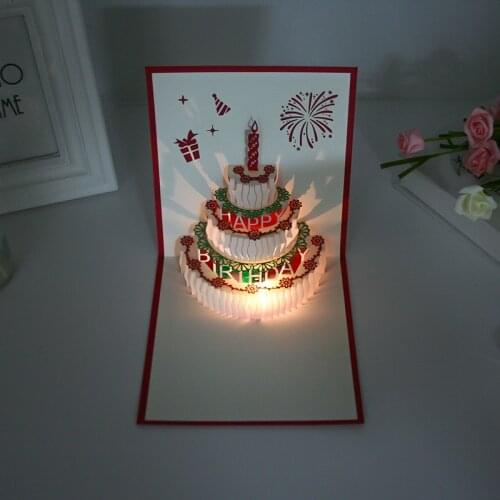 Three-Dimensional Birthday Greeting Card with Music 3D Paper Carving Korean Creative Batch Customization Staff Business Small