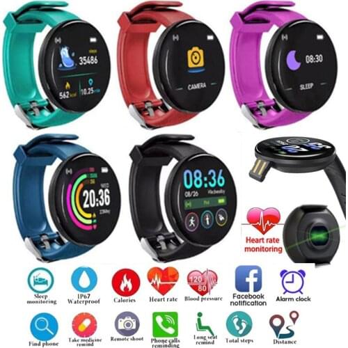 D18S Smart Bracelet Men Women Fitness Tracker Blood Pressure Heart Rate Monitor Pedometer Fashion Watches Sports Smartwatch D18