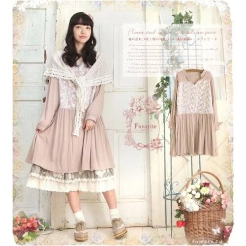 Spring autumn lace loose long sleeve dress vintage tunique femme robe de plage vestidos lolita hippie dresses boho crochet renda