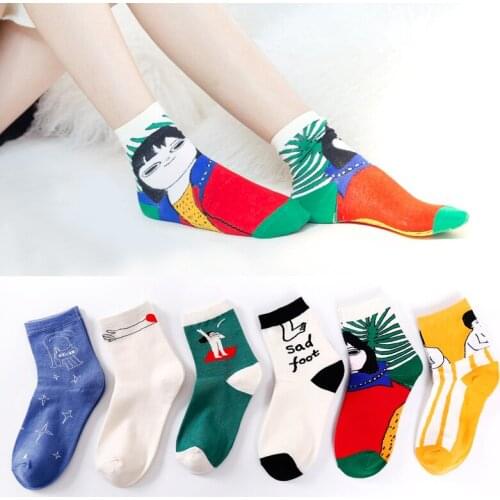 YZ-S-ZZ-0105 Cartoon socks Happ stockings Street style sports socks Lover stockings College style cotton socks