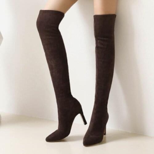 Women boots Autumn And Winter Heels Shoes Over The Knee Thigh High Heel Boots Female Woman Summer Stretch Boot plus size 34-43