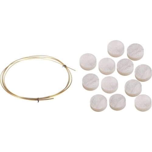 1 Pcs 8FT Acoustic Guitar 2.2mm Guitar Brass Fret Wire & 12Pcs White Mother of Pearl Luthier Dots Inlay Fret Side Marker