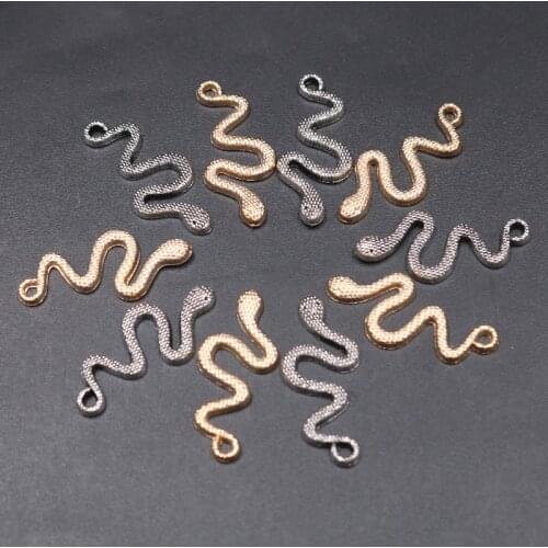 20pcs Mix Silver/Gold Color Reptile Viper Pendants Punk Earrings Bracelet Metal Accessories DIY Charms Jewelry Crafts Findings