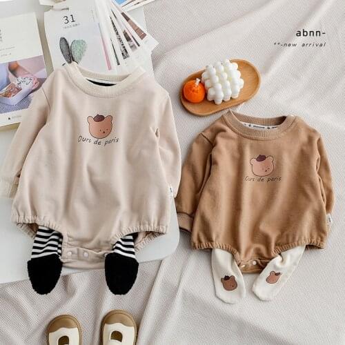 MILANCEL 2021 Summer New Baby Clothes Bear Bodysuit Cotton Infant Jumpsuit Long Sleeve Toddler Outfits Casual Newborn Clothing