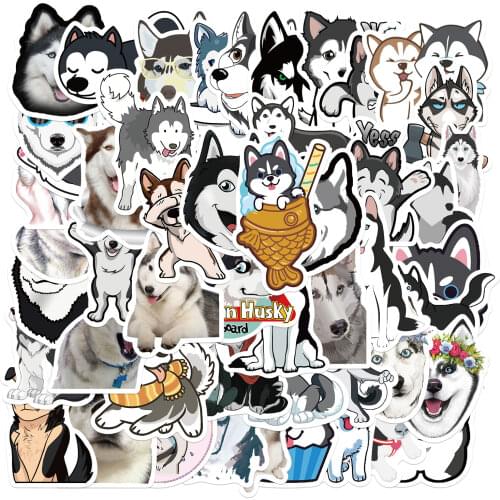 25/50PCS Cartoon Animals Husky Stickers Waterproof Cute Dogs Sticker For Skateboard Guitar Luggage Motorcycle Kids Toys
