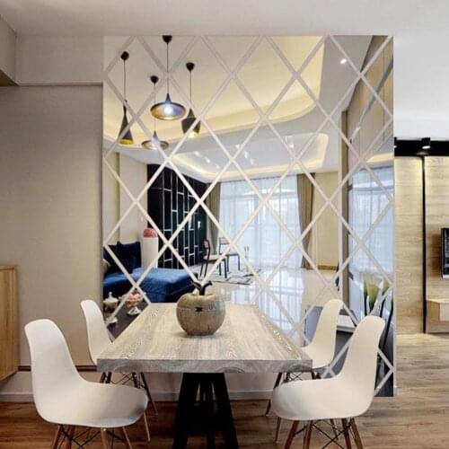 17/32/58Pcs DIY 3D Mirror Wall Sticker Diamonds Triangles Acrylic Mirror Sticker For Living Room Home Bath Decoration