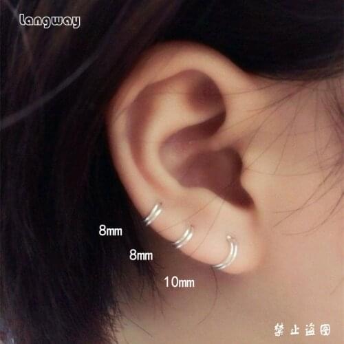 999 925 Sterling Silver Simple Spiral Ear Bone Hoop Earrings Buckle Mini Small Winding Coiled Hoop Earrings Circle Earrings