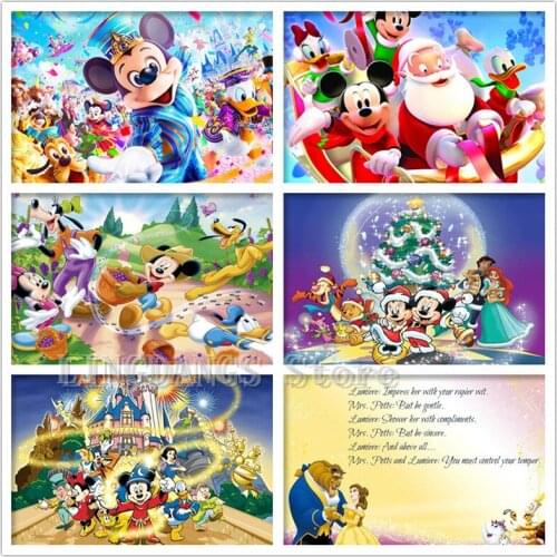 Beauty And The Beast 5D DIY Diamond Painting Disney Mickey Santa Claus Full Drill Diamond Embroidery Mosaic Handmade Home Decor