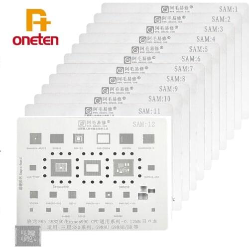 Amaoe SAM1-12 BGA Reballing Stencil Template For Samsung NOTE5 j2/3/4 S7 S9 S8 A9 A5 A3 Soldering Tin Plate Net Repair Tools