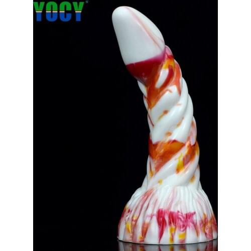 YOCY Large Bend Anal Silicone Butt Plug Animal Fantasy Dildo Sucker Sex Toy For Women Men Masturbater Anus Colorful Bead